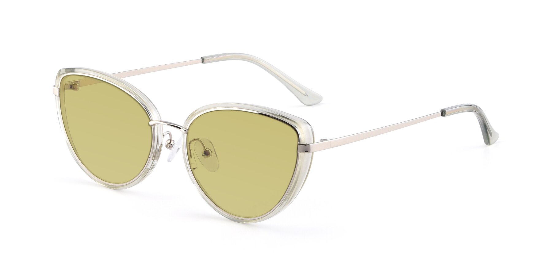 Angle of 17706 in Transparent Green-Silver with Medium Champagne Tinted Lenses