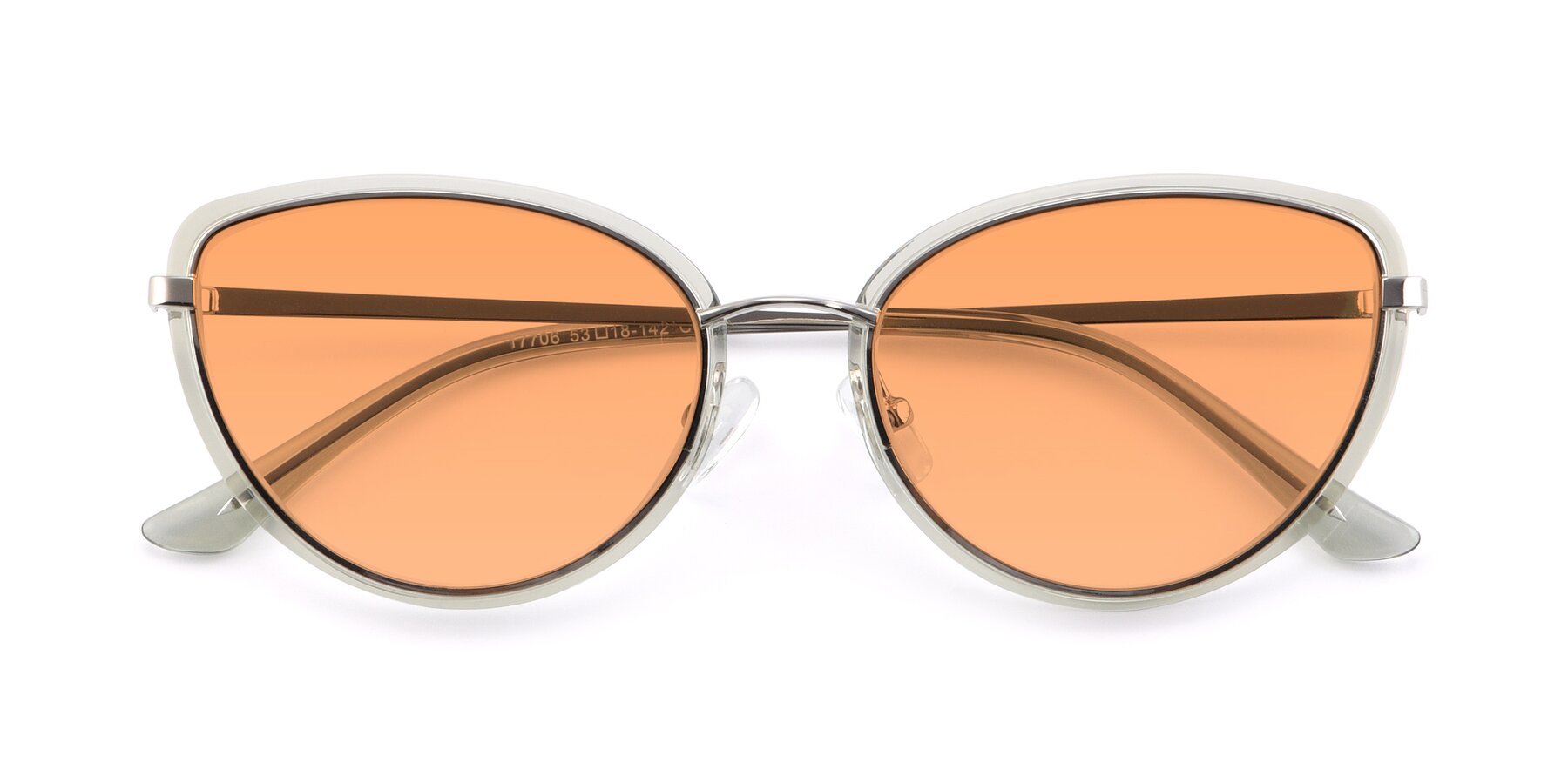 Folded Front of 17706 in Transparent Green-Silver with Medium Orange Tinted Lenses