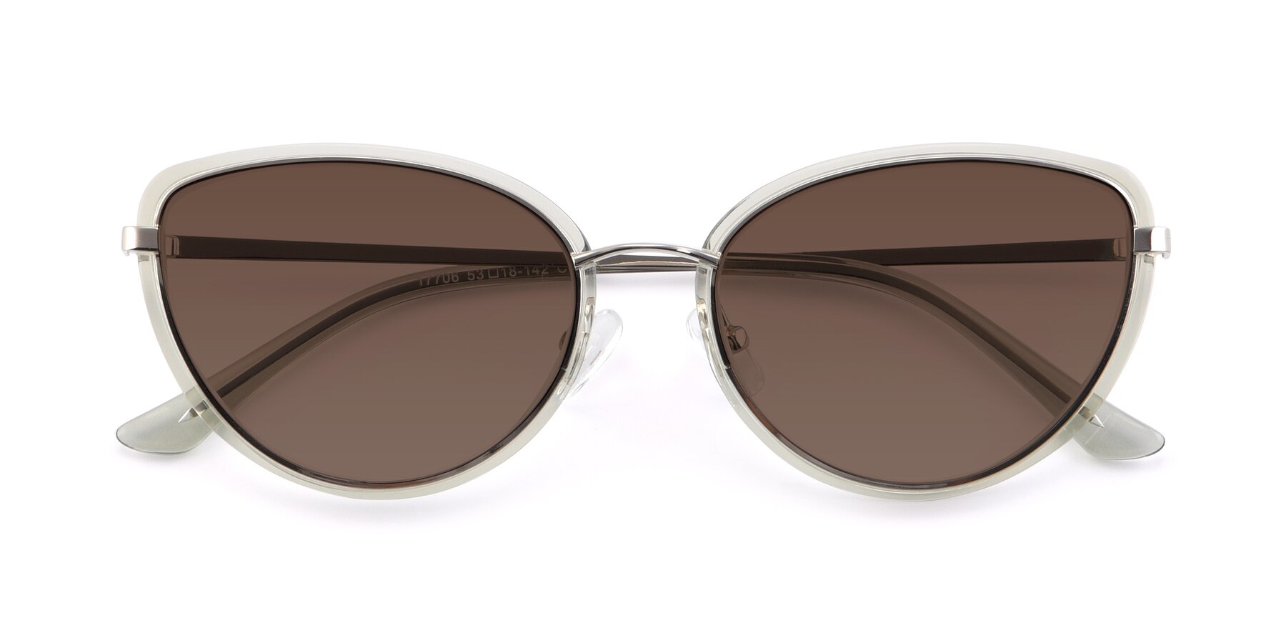 Folded Front of 17706 in Transparent Green-Silver with Brown Tinted Lenses