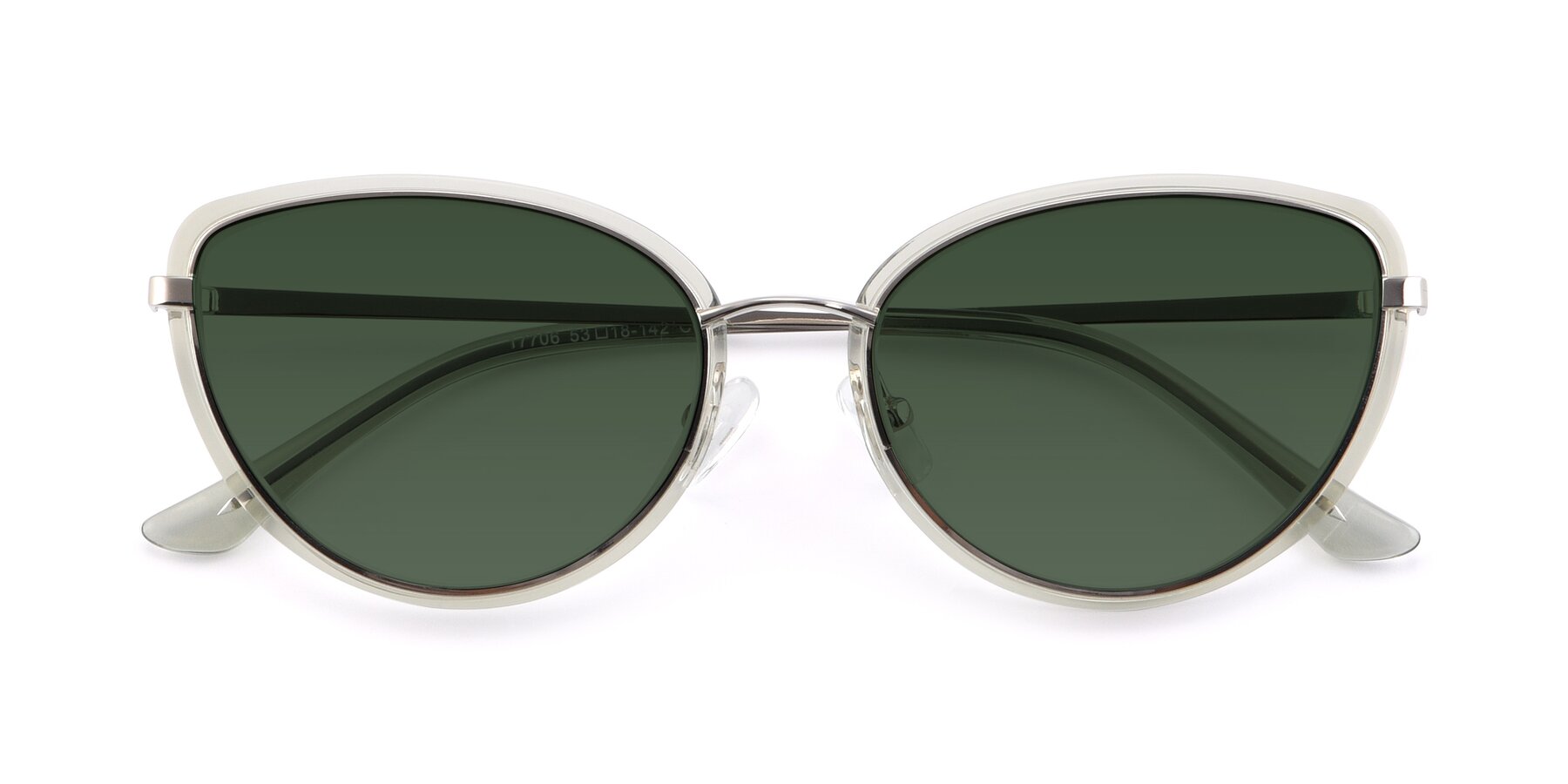 Folded Front of 17706 in Transparent Green-Silver with Green Tinted Lenses