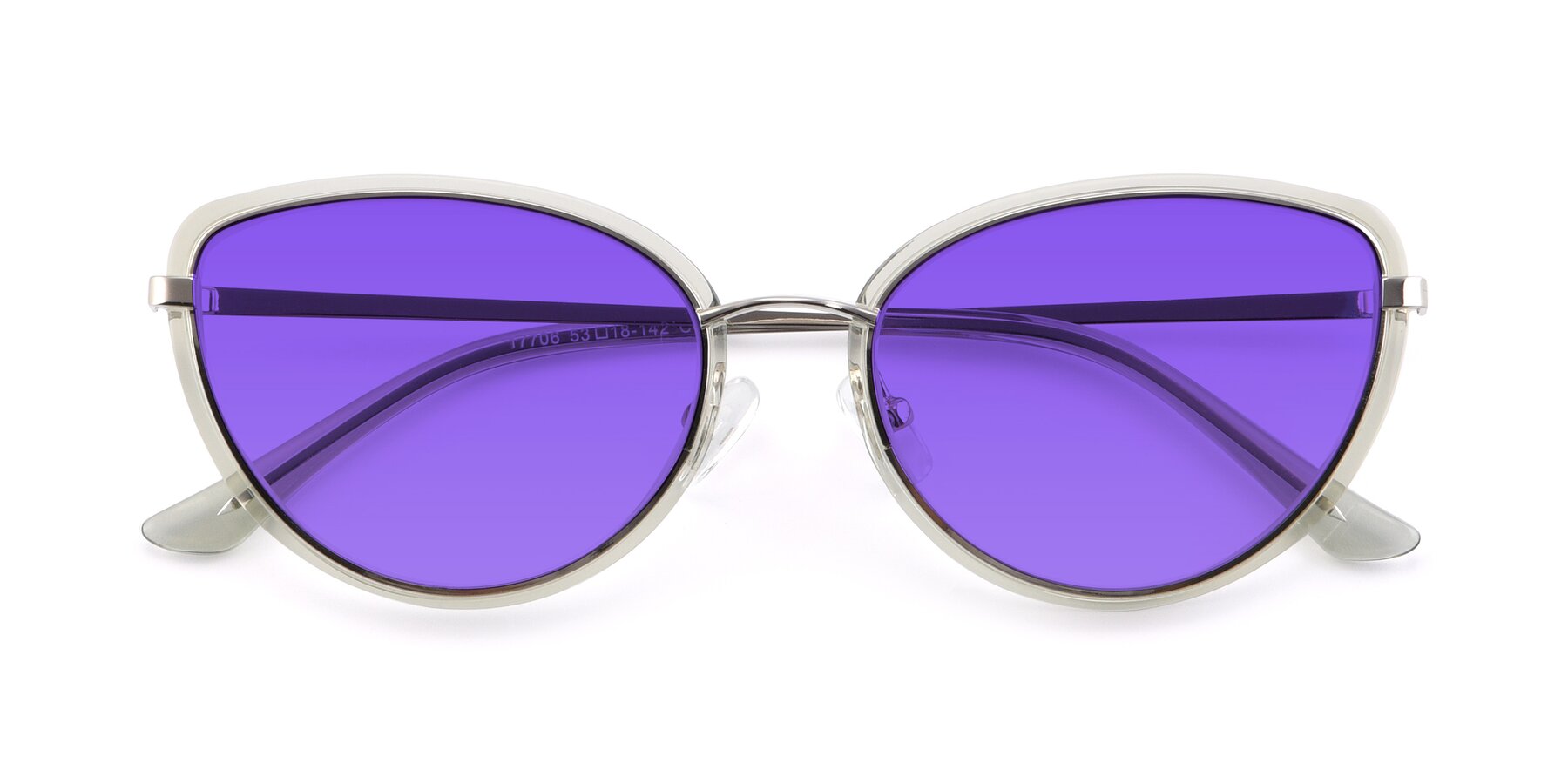 Folded Front of 17706 in Transparent Green-Silver with Purple Tinted Lenses