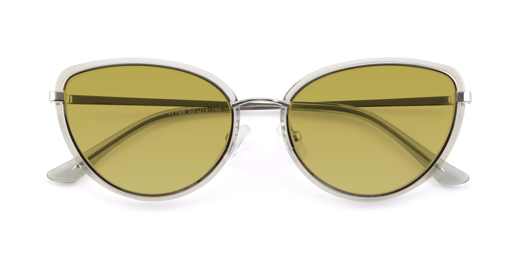 Folded Front of 17706 in Transparent Green-Silver with Champagne Tinted Lenses