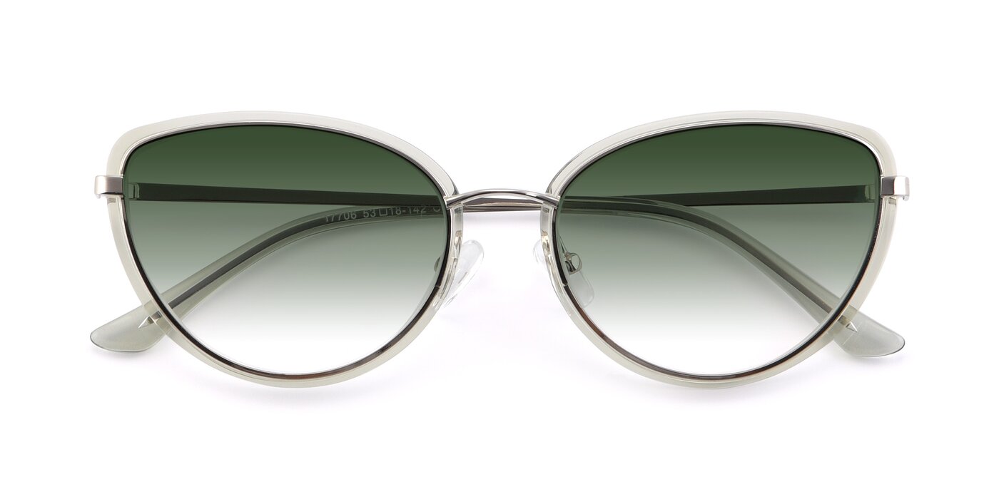 17706 - Transparent Green / Silver Gradient Sunglasses