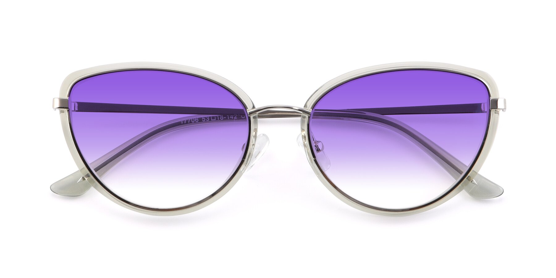Folded Front of 17706 in Transparent Green-Silver with Purple Gradient Lenses