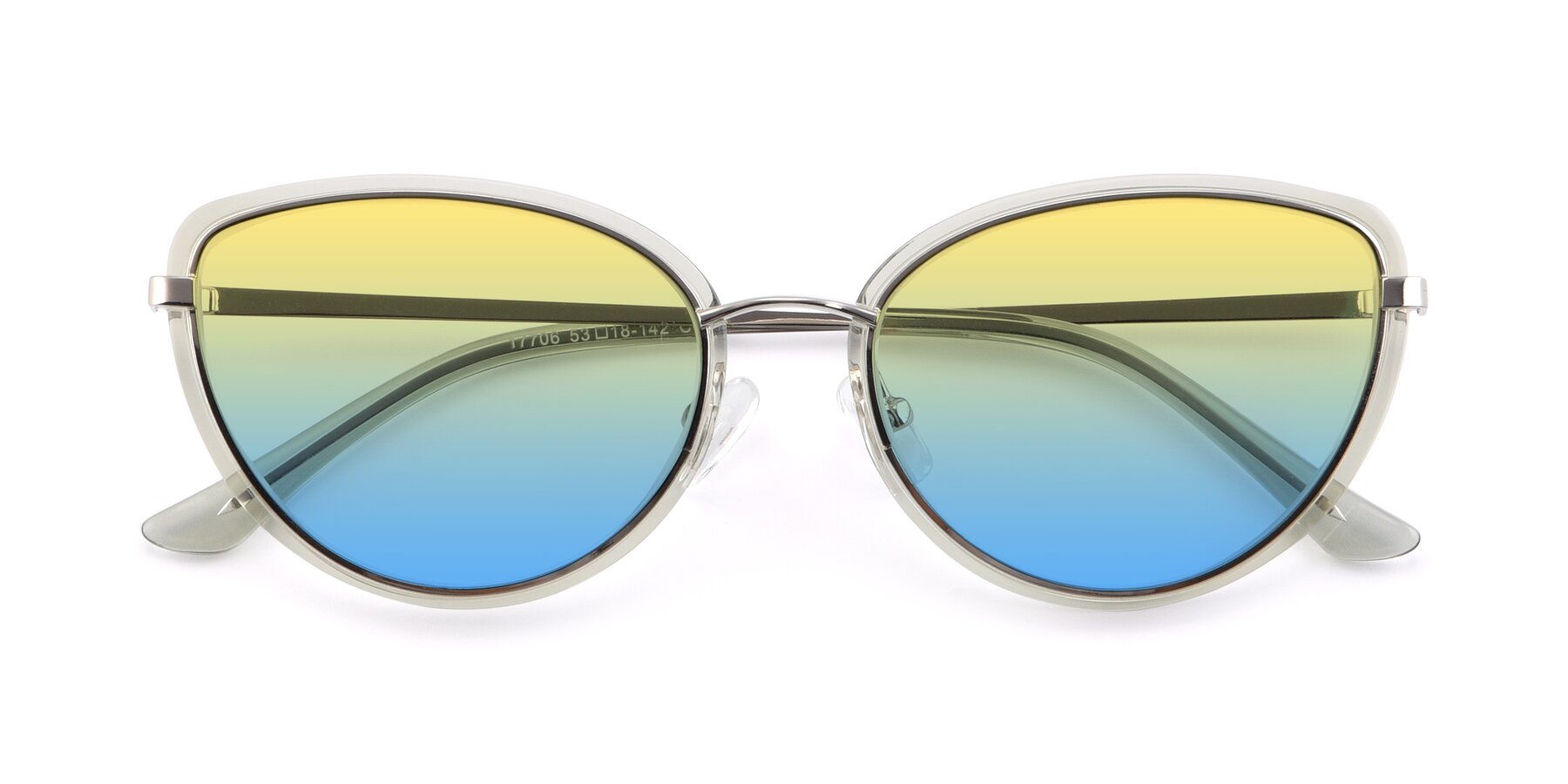 Folded Front of 17706 in Transparent Green-Silver with Yellow / Blue Gradient Lenses