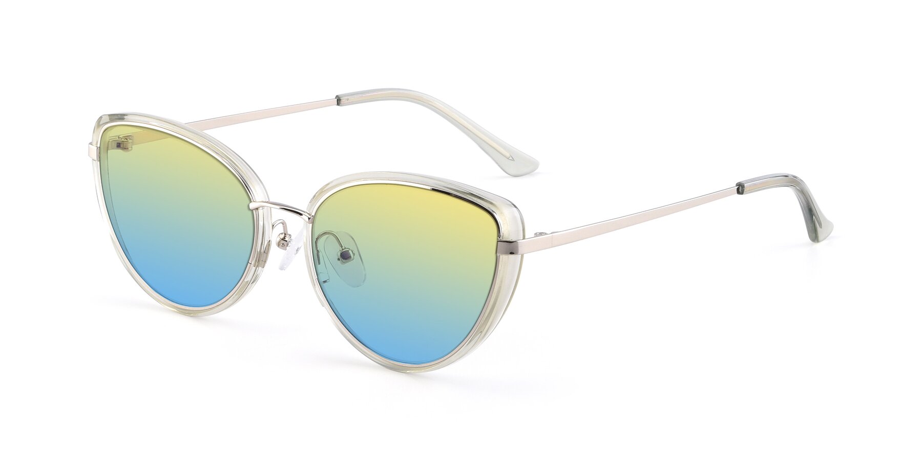 Angle of 17706 in Transparent Green-Silver with Yellow / Blue Gradient Lenses