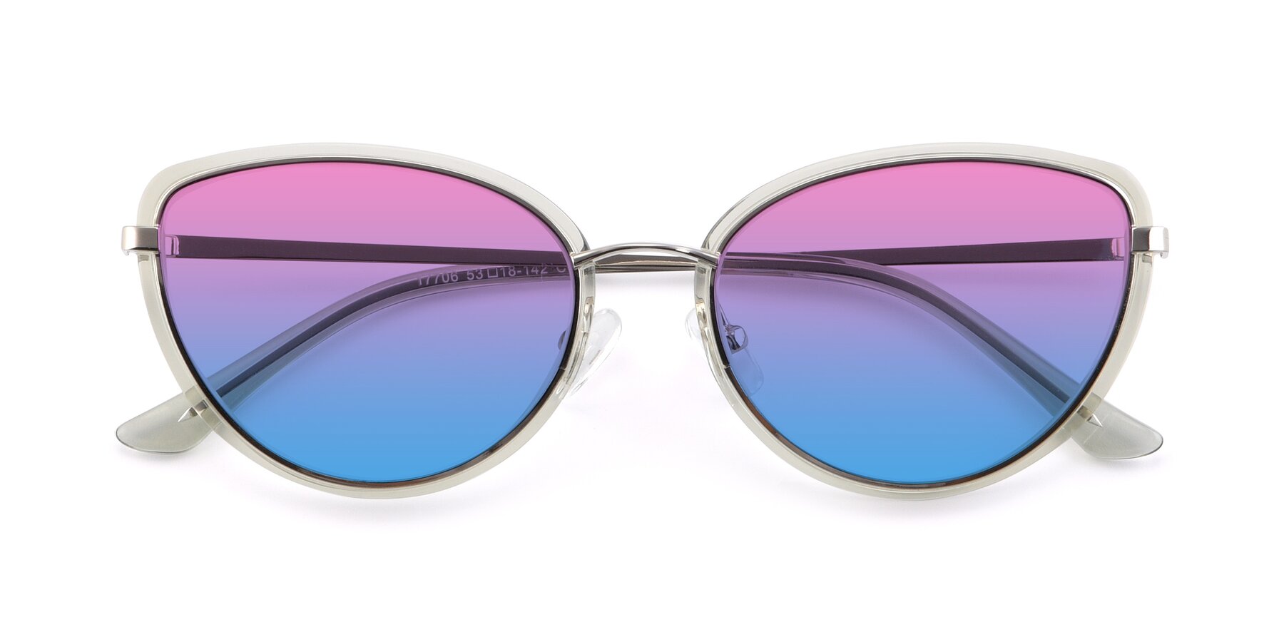 Folded Front of 17706 in Transparent Green-Silver with Pink / Blue Gradient Lenses