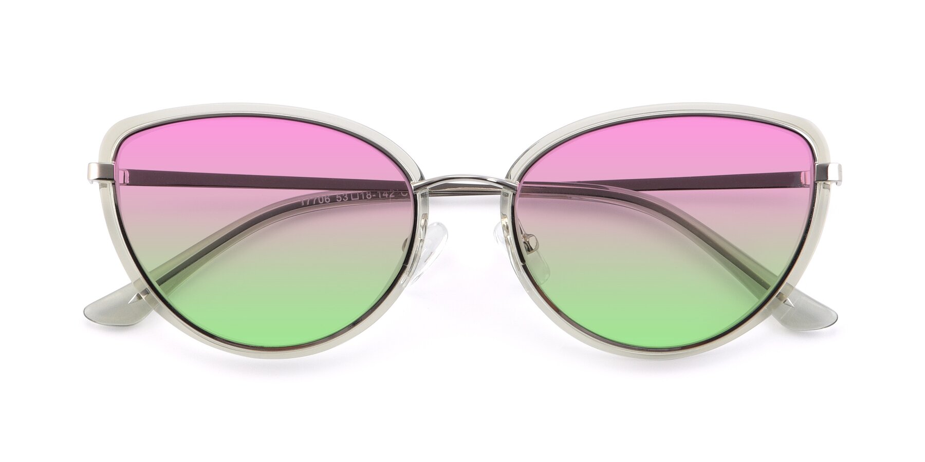 Folded Front of 17706 in Transparent Green-Silver with Pink / Green Gradient Lenses