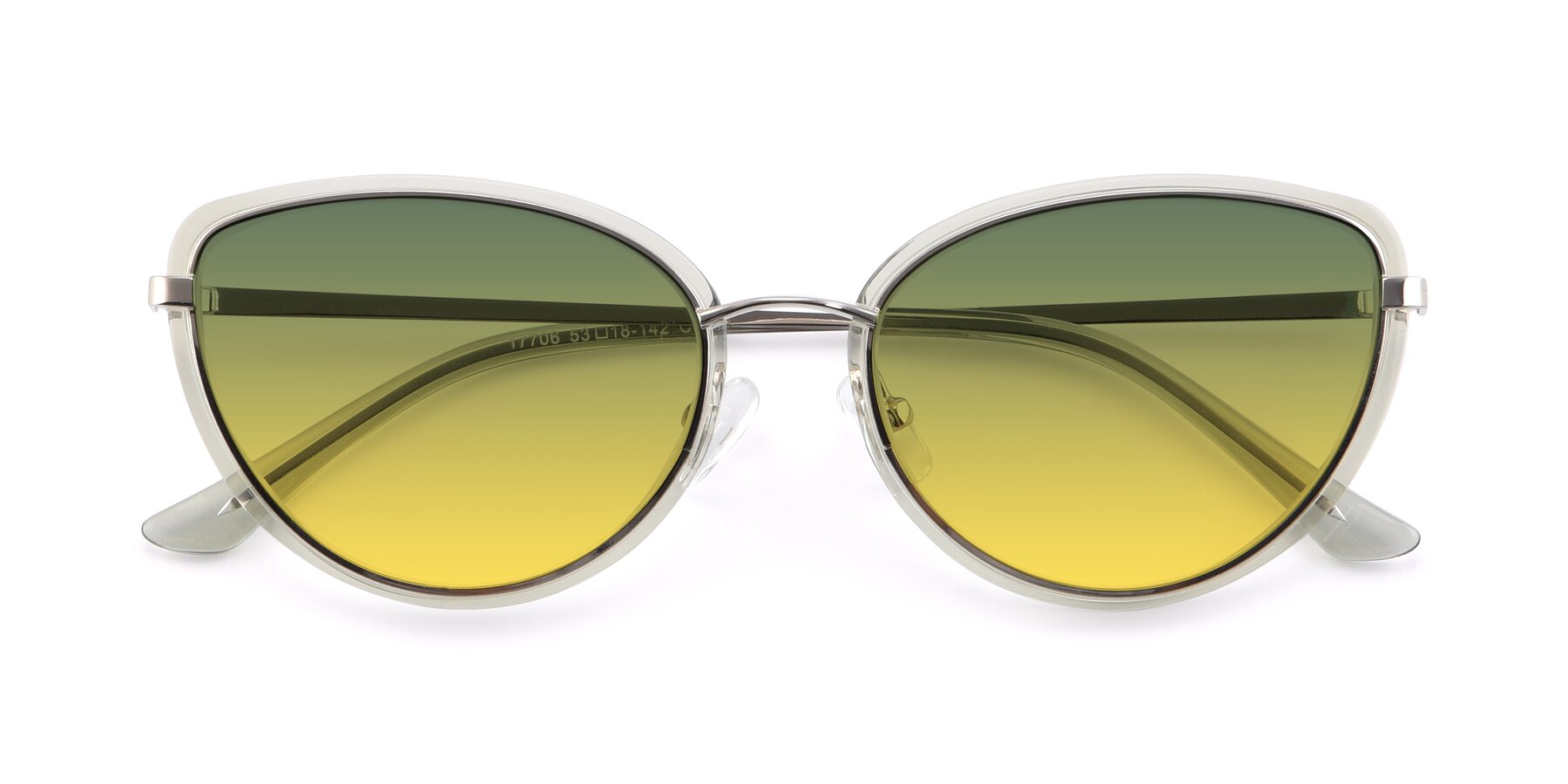 Folded Front of 17706 in Transparent Green-Silver with Green / Yellow Gradient Lenses