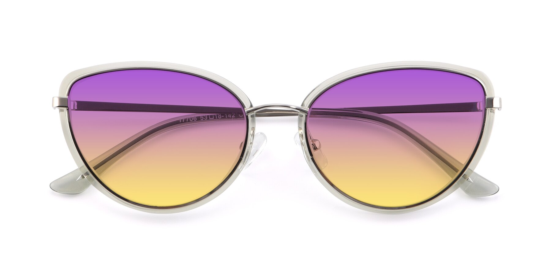 Folded Front of 17706 in Transparent Green-Silver with Purple / Yellow Gradient Lenses
