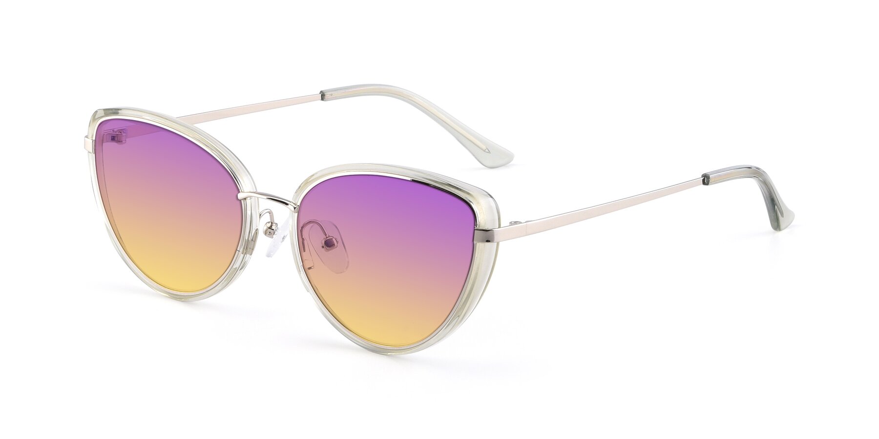 Angle of 17706 in Transparent Green-Silver with Purple / Yellow Gradient Lenses