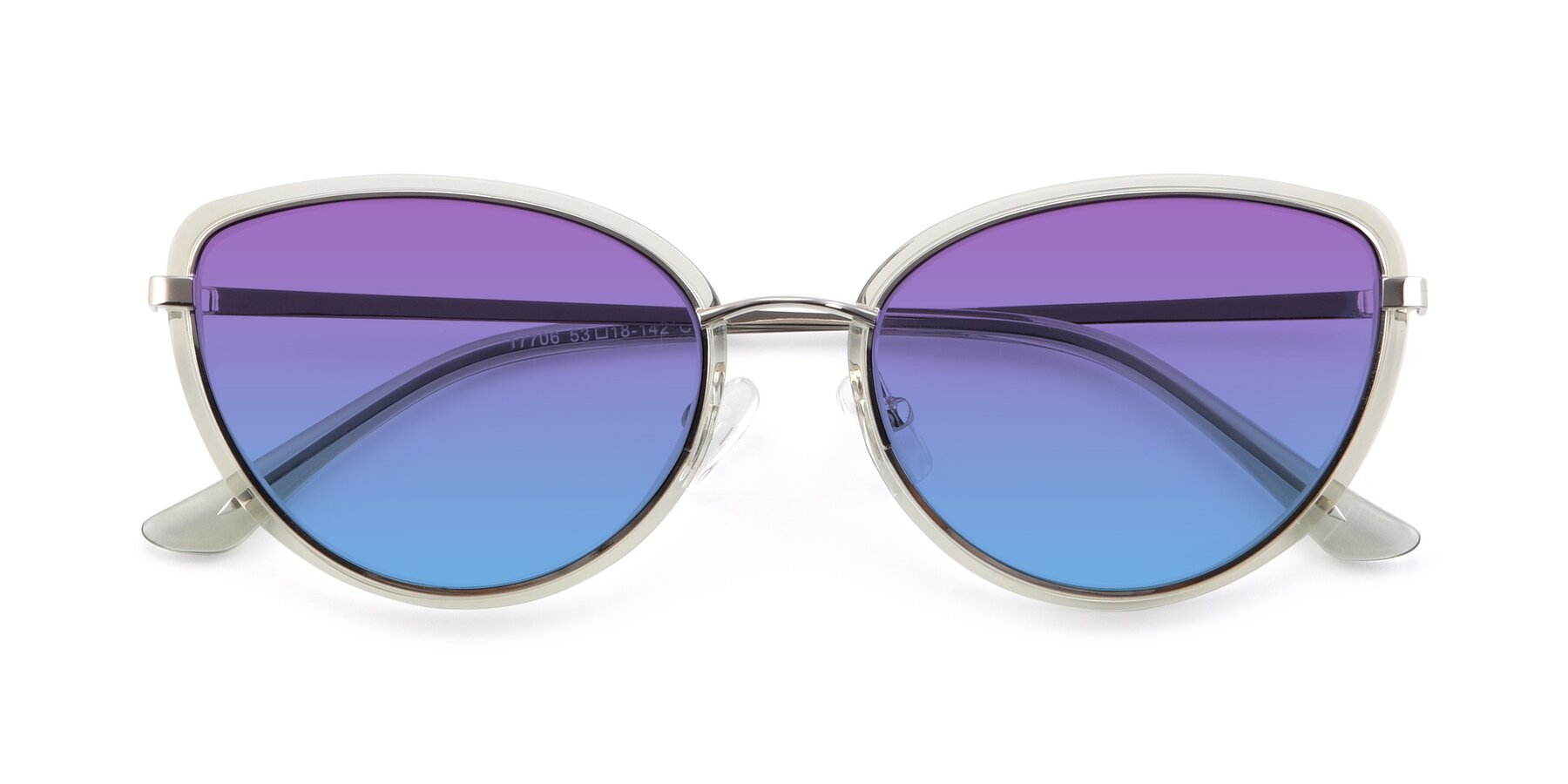 Folded Front of 17706 in Transparent Green-Silver with Purple / Blue Gradient Lenses