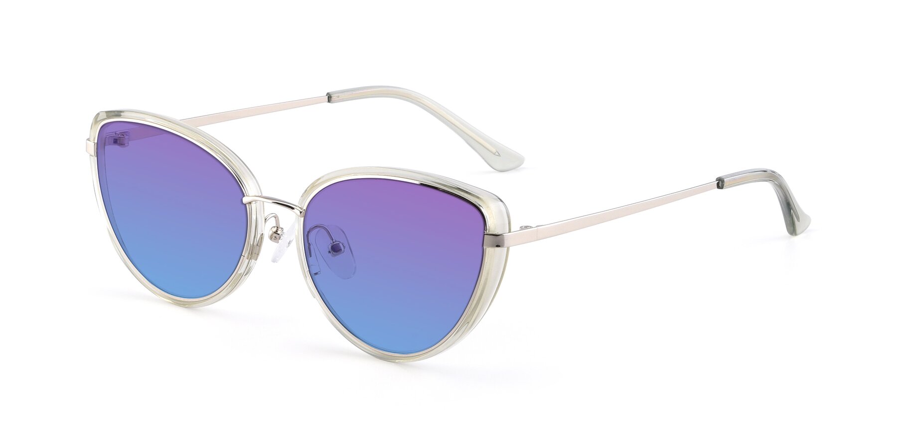 Angle of 17706 in Transparent Green-Silver with Purple / Blue Gradient Lenses