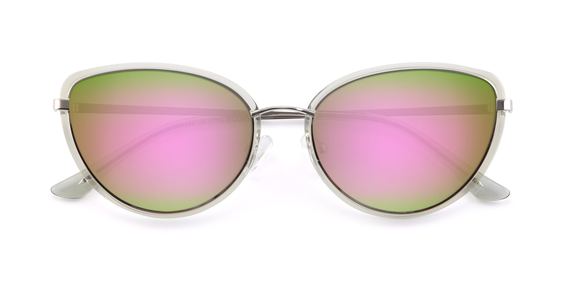 Folded Front of 17706 in Transparent Green-Silver with Pink Mirrored Lenses