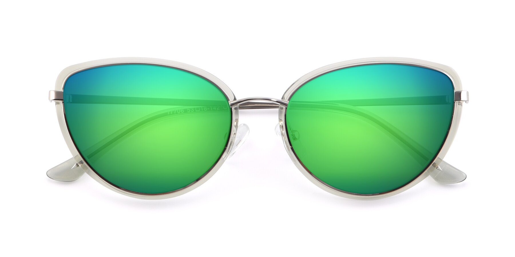 Folded Front of 17706 in Transparent Green-Silver with Green Mirrored Lenses