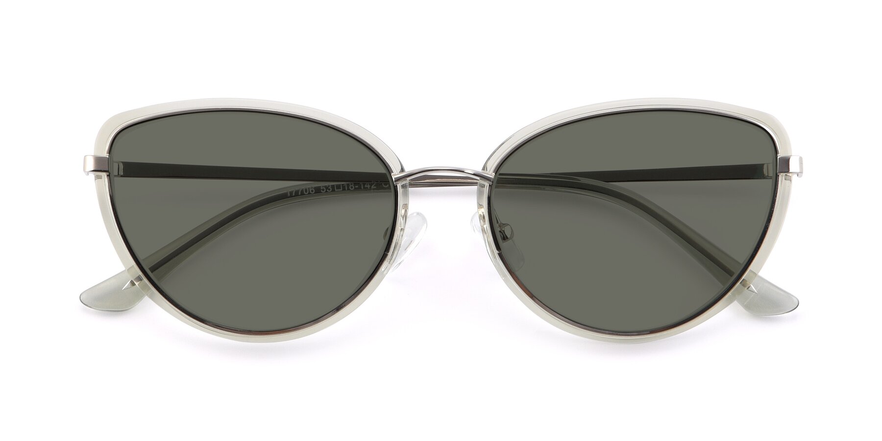 Folded Front of 17706 in Transparent Green-Silver with Gray Polarized Lenses