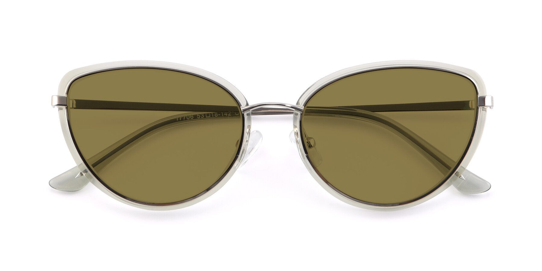 Folded Front of 17706 in Transparent Green-Silver with Brown Polarized Lenses