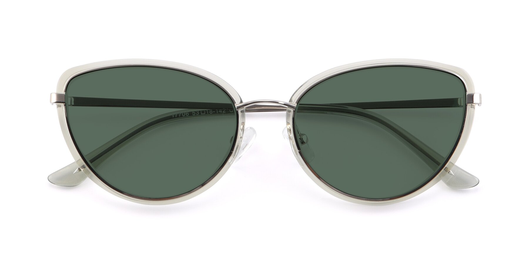 Folded Front of 17706 in Transparent Green-Silver with Green Polarized Lenses