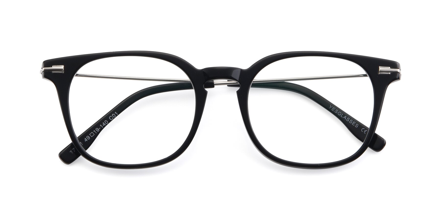 Folded Front of 17711 in Black with Clear Reading Eyeglass Lenses