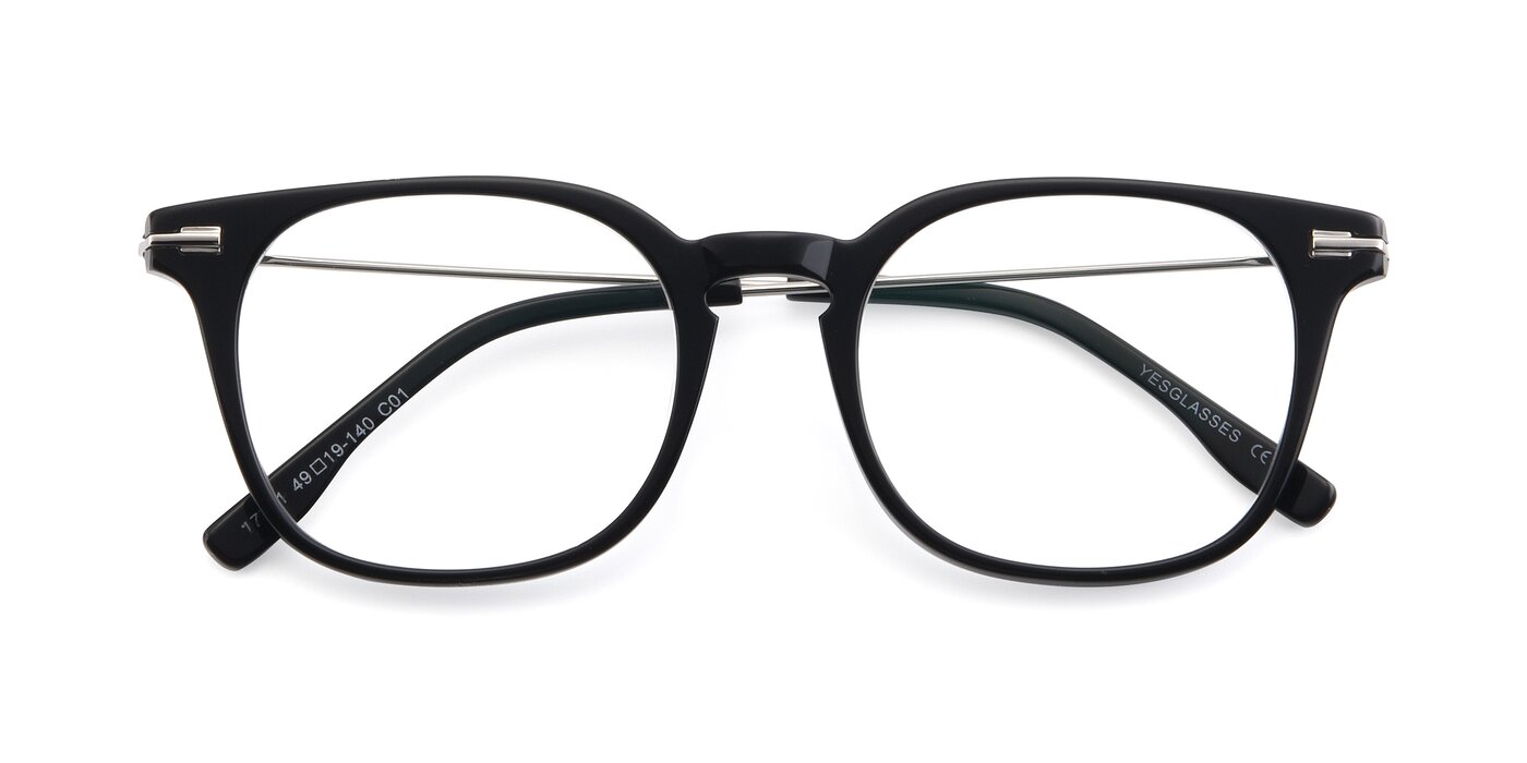 Black Oversized Keyhole Bridge Square Eyeglasses 17711