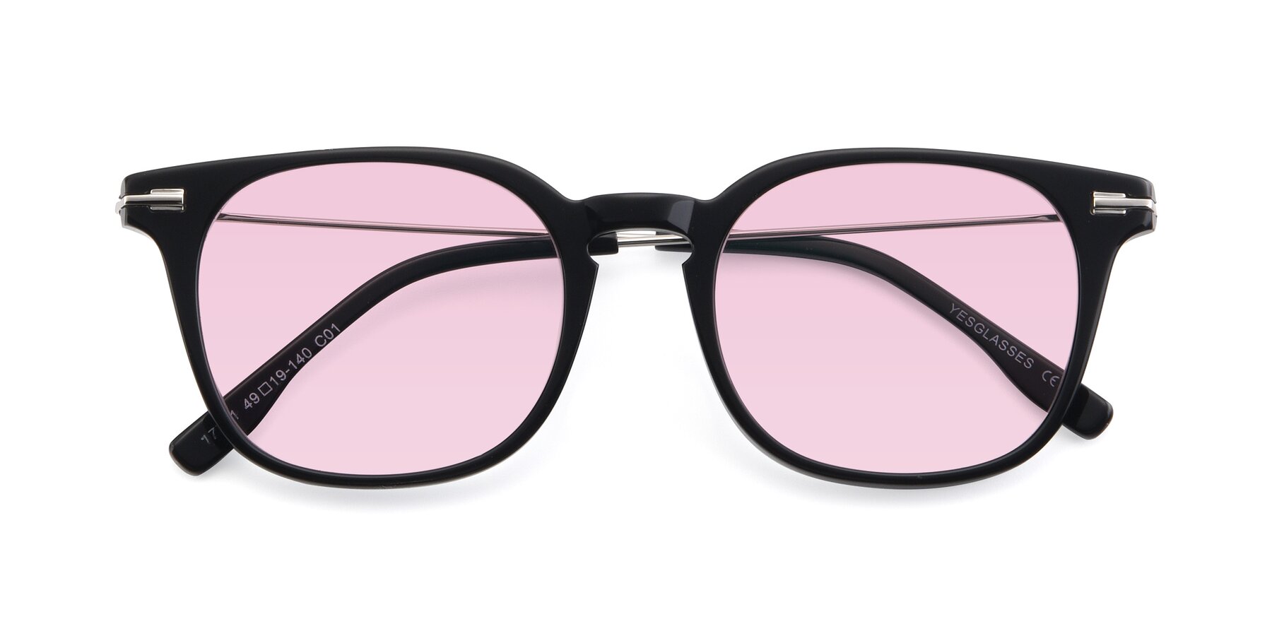 Folded Front of 17711 in Black with Light Pink Tinted Lenses