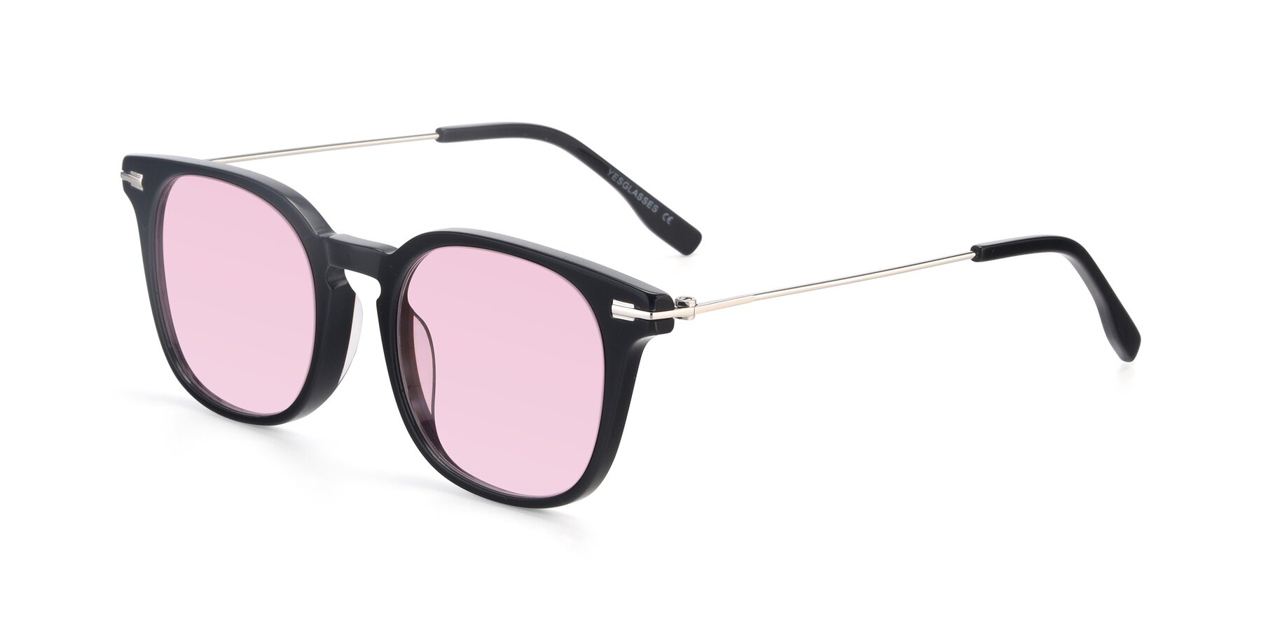 Angle of 17711 in Black with Light Pink Tinted Lenses