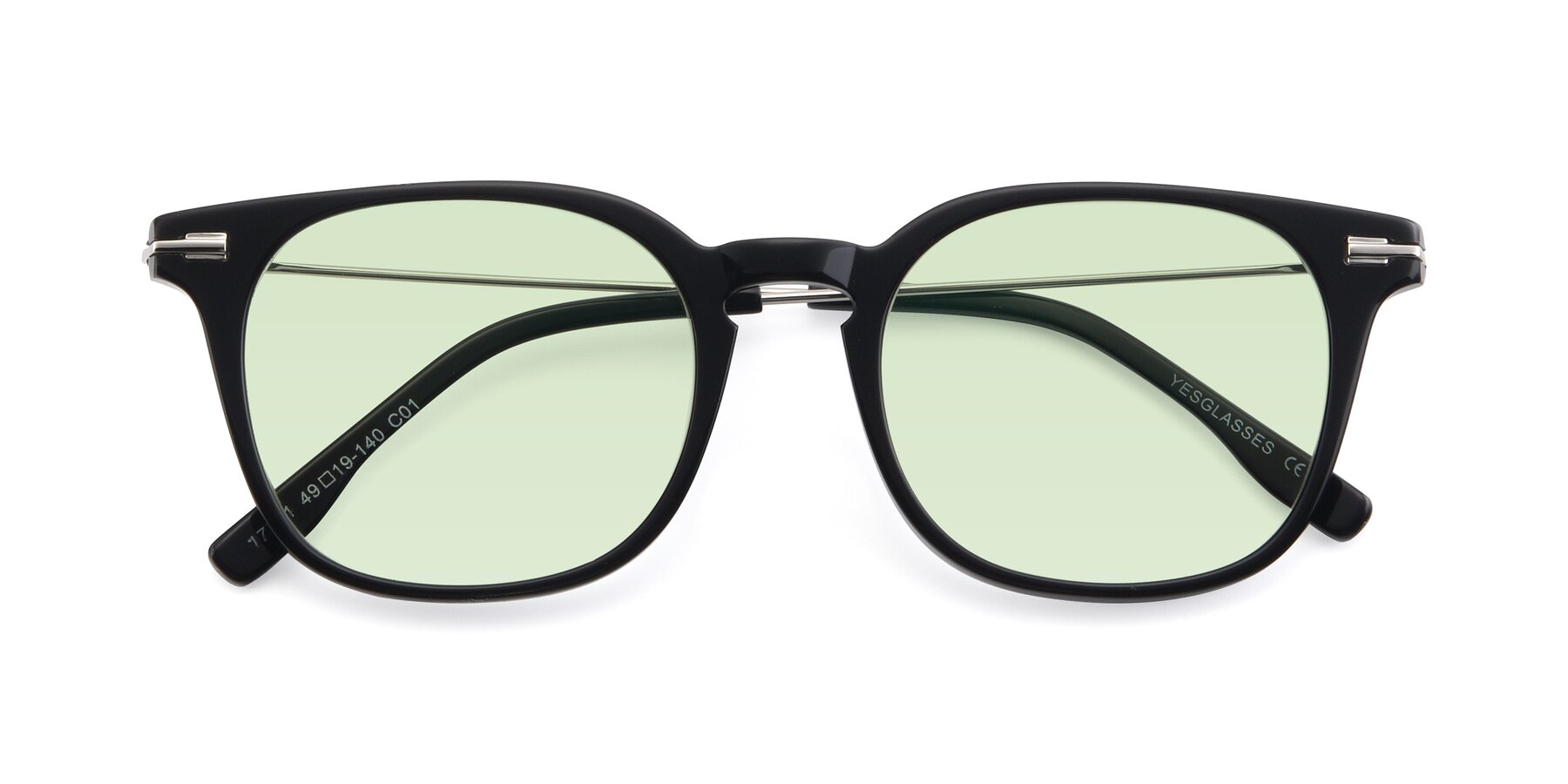 Folded Front of 17711 in Black with Light Green Tinted Lenses