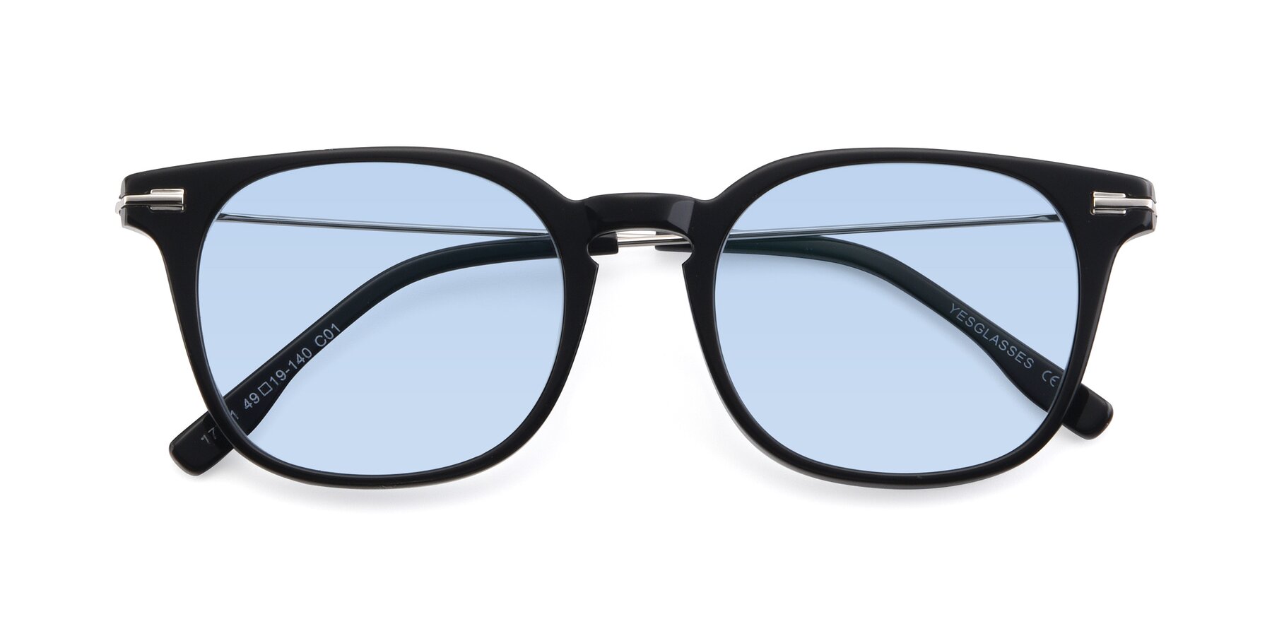 Folded Front of 17711 in Black with Light Blue Tinted Lenses