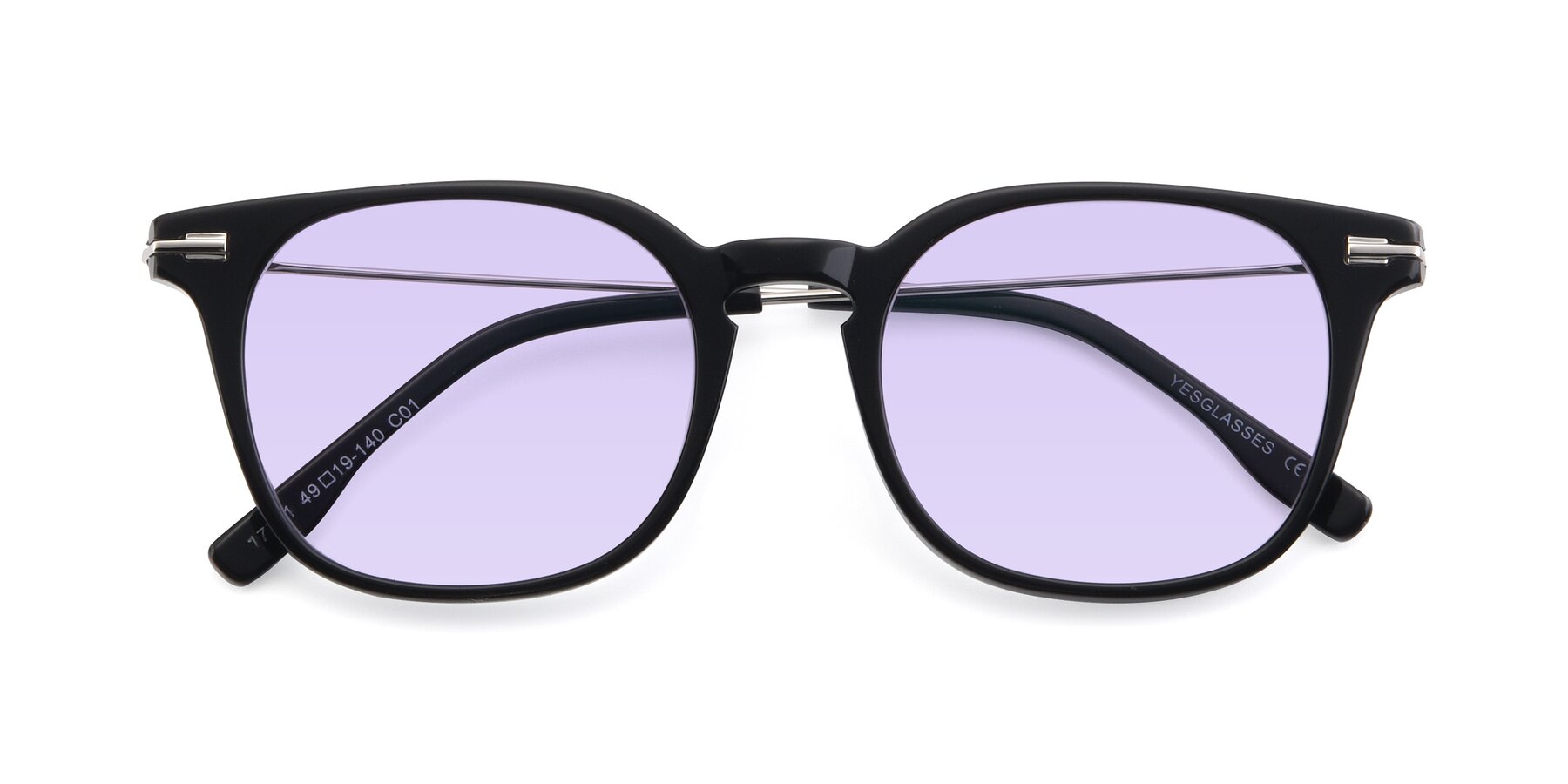 Folded Front of 17711 in Black with Light Purple Tinted Lenses