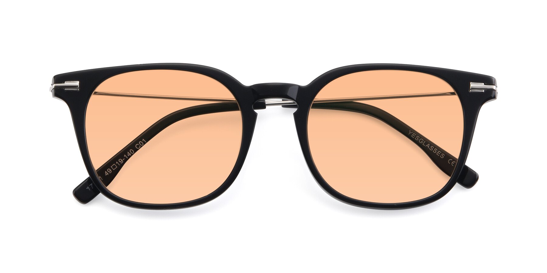 Folded Front of 17711 in Black with Light Orange Tinted Lenses