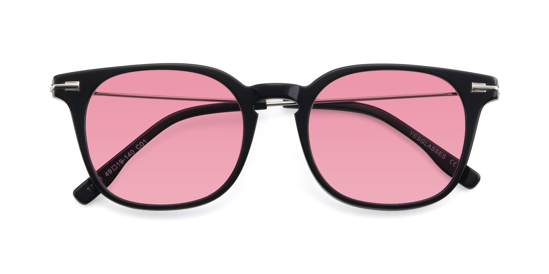 Folded Front of 17711 in Black with Pink Tinted Lenses