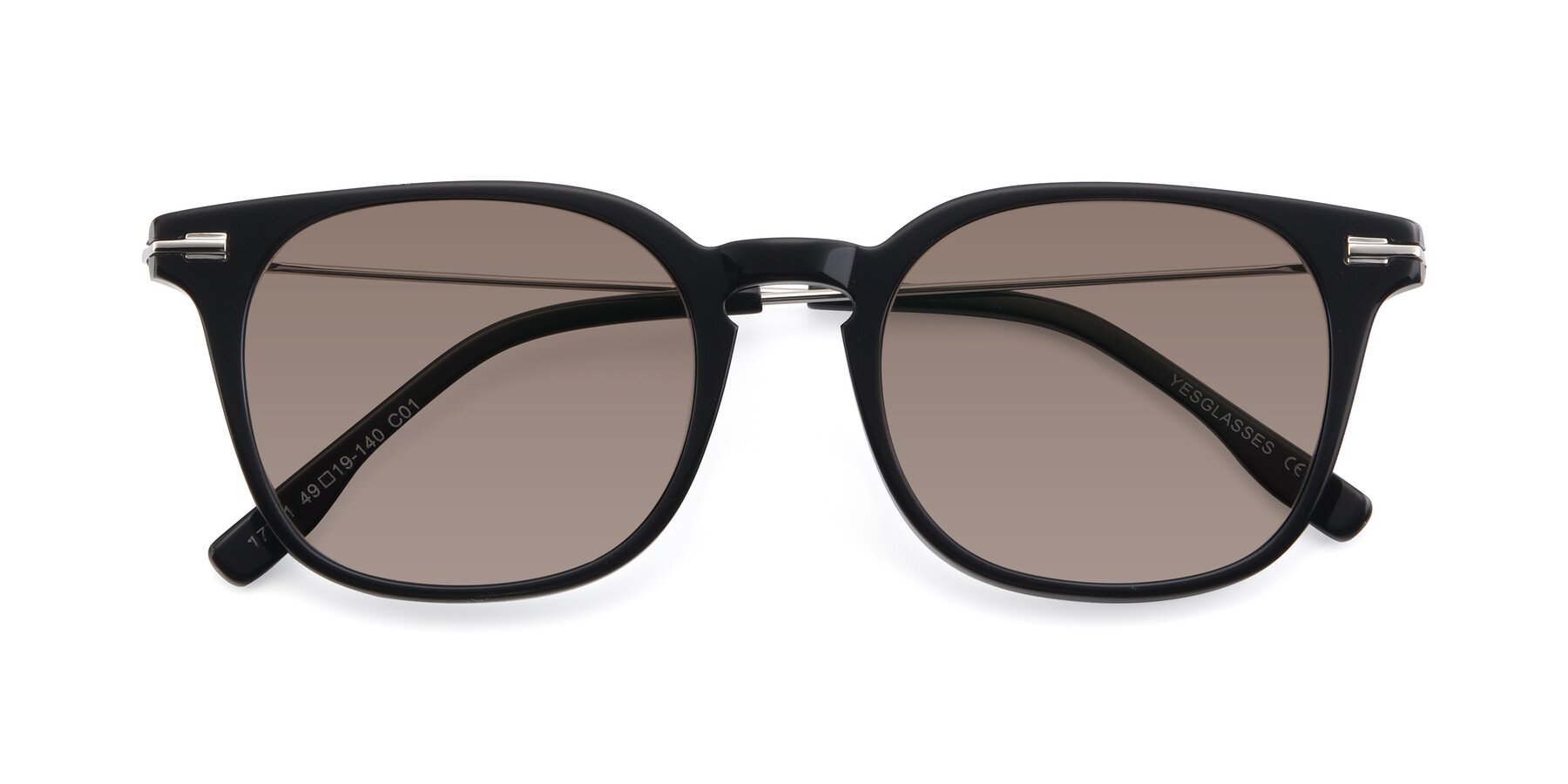 Folded Front of 17711 in Black with Medium Brown Tinted Lenses