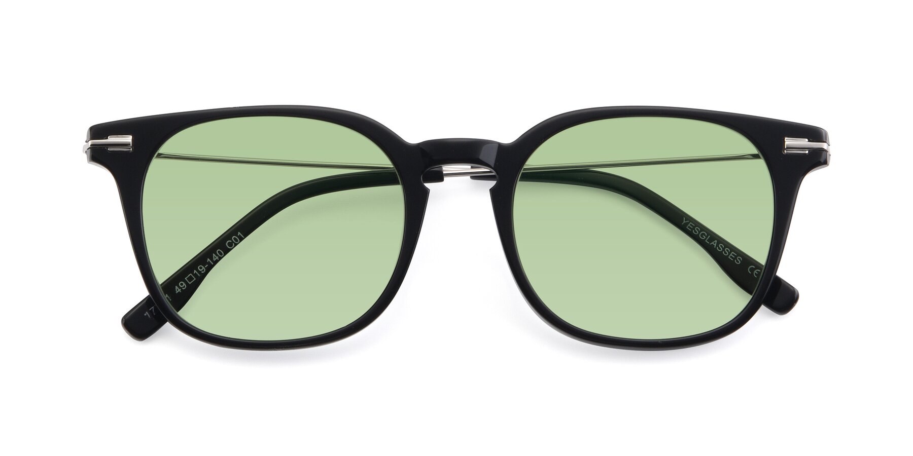 Folded Front of 17711 in Black with Medium Green Tinted Lenses