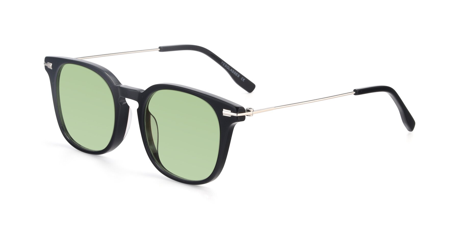 Angle of 17711 in Black with Medium Green Tinted Lenses
