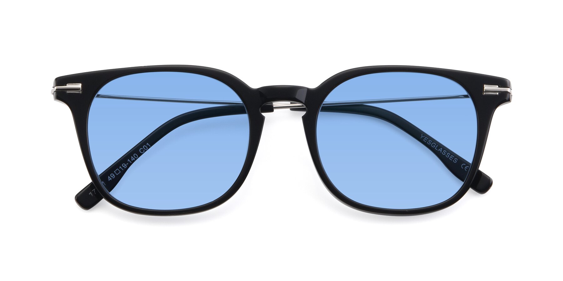 Folded Front of 17711 in Black with Medium Blue Tinted Lenses