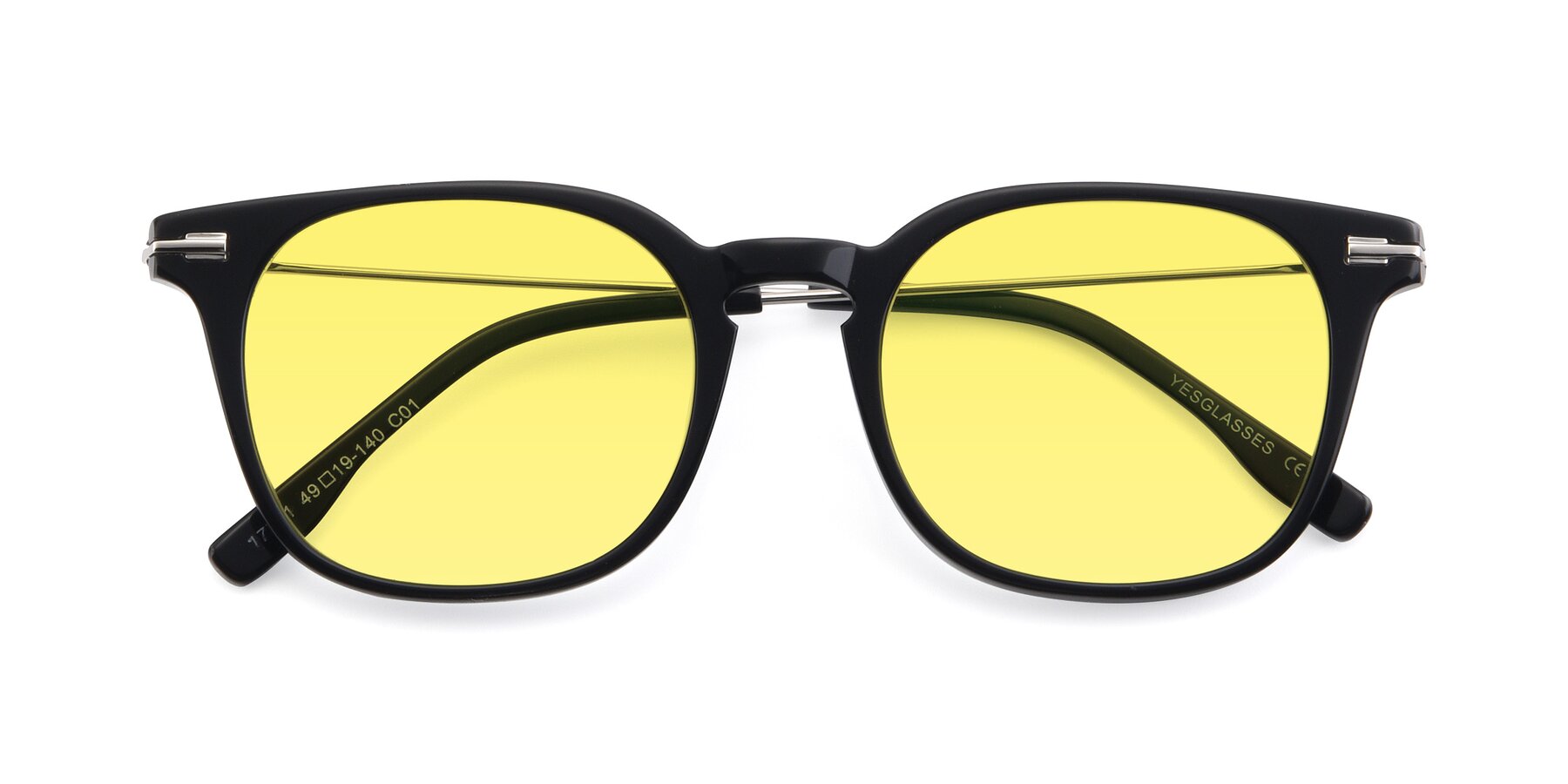 Folded Front of 17711 in Black with Medium Yellow Tinted Lenses