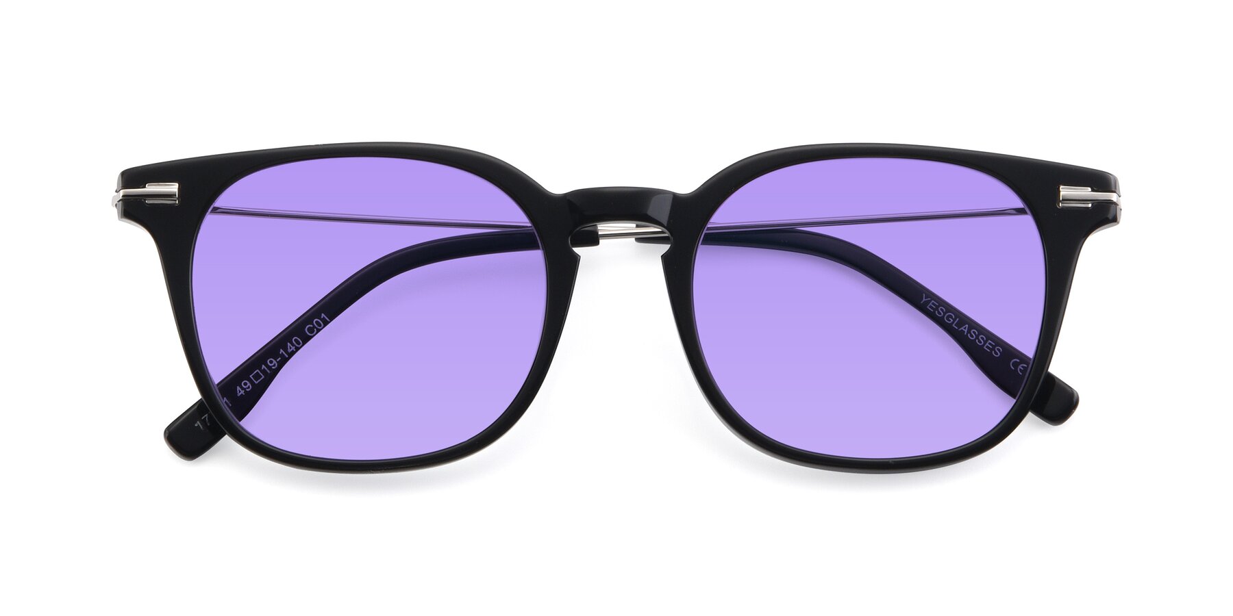 Folded Front of 17711 in Black with Medium Purple Tinted Lenses