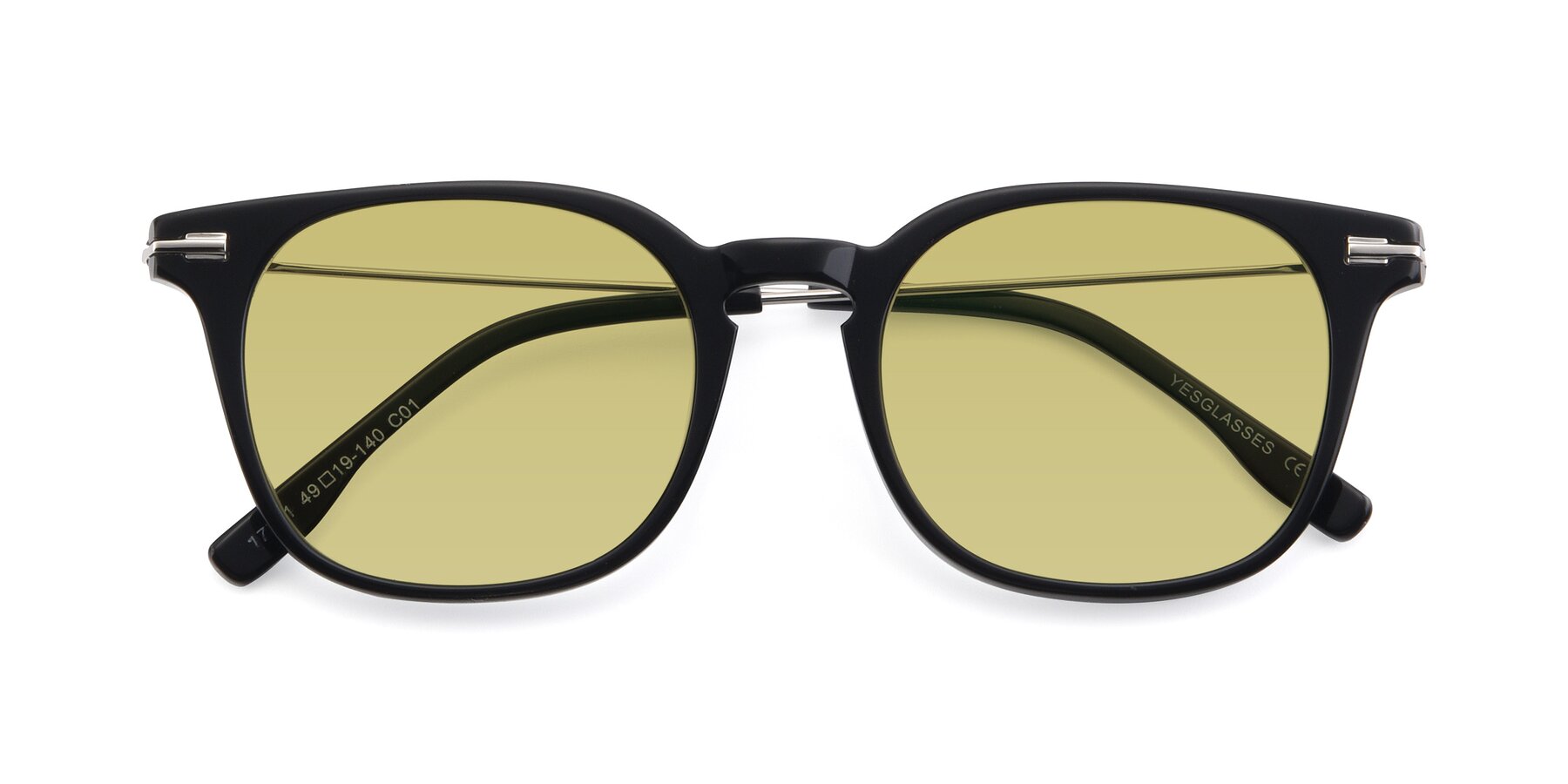 Folded Front of 17711 in Black with Medium Champagne Tinted Lenses
