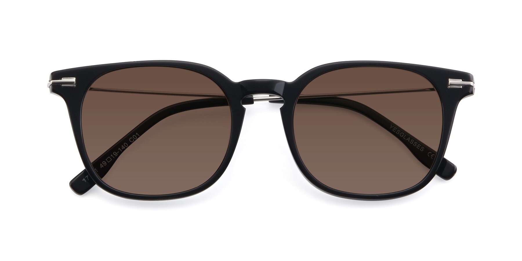 Folded Front of 17711 in Black with Brown Tinted Lenses