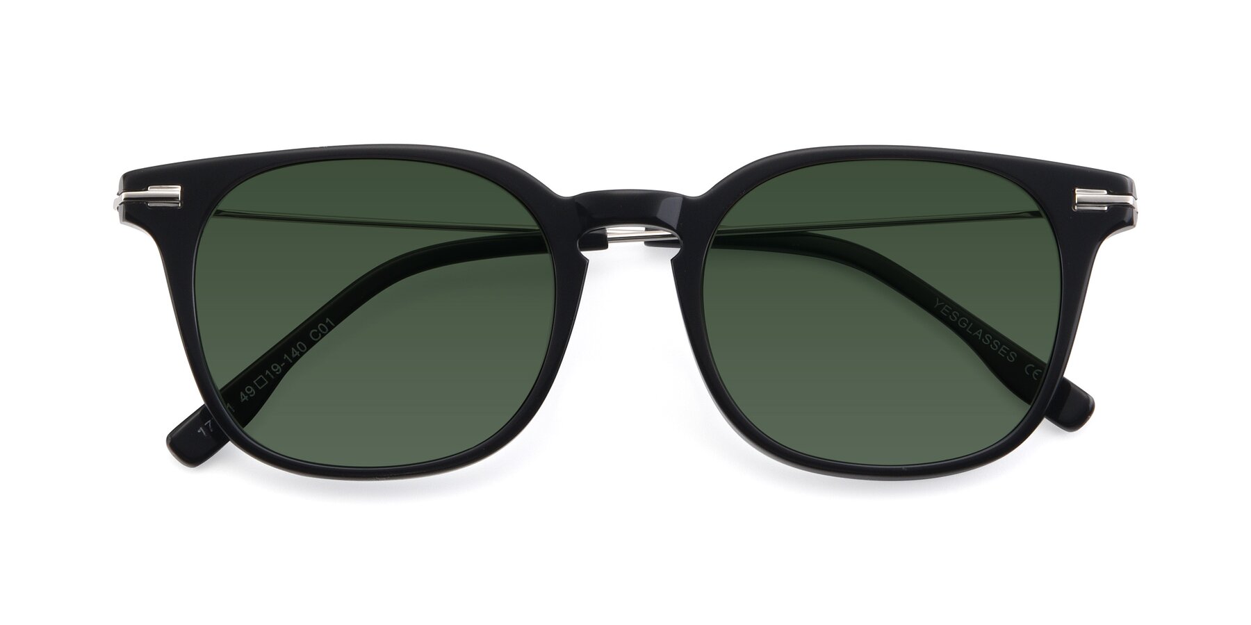 Folded Front of 17711 in Black with Green Tinted Lenses