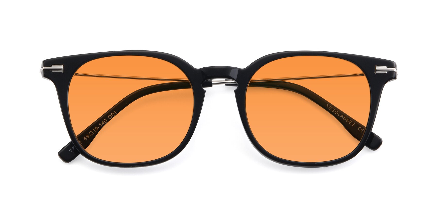 Folded Front of 17711 in Black with Orange Tinted Lenses