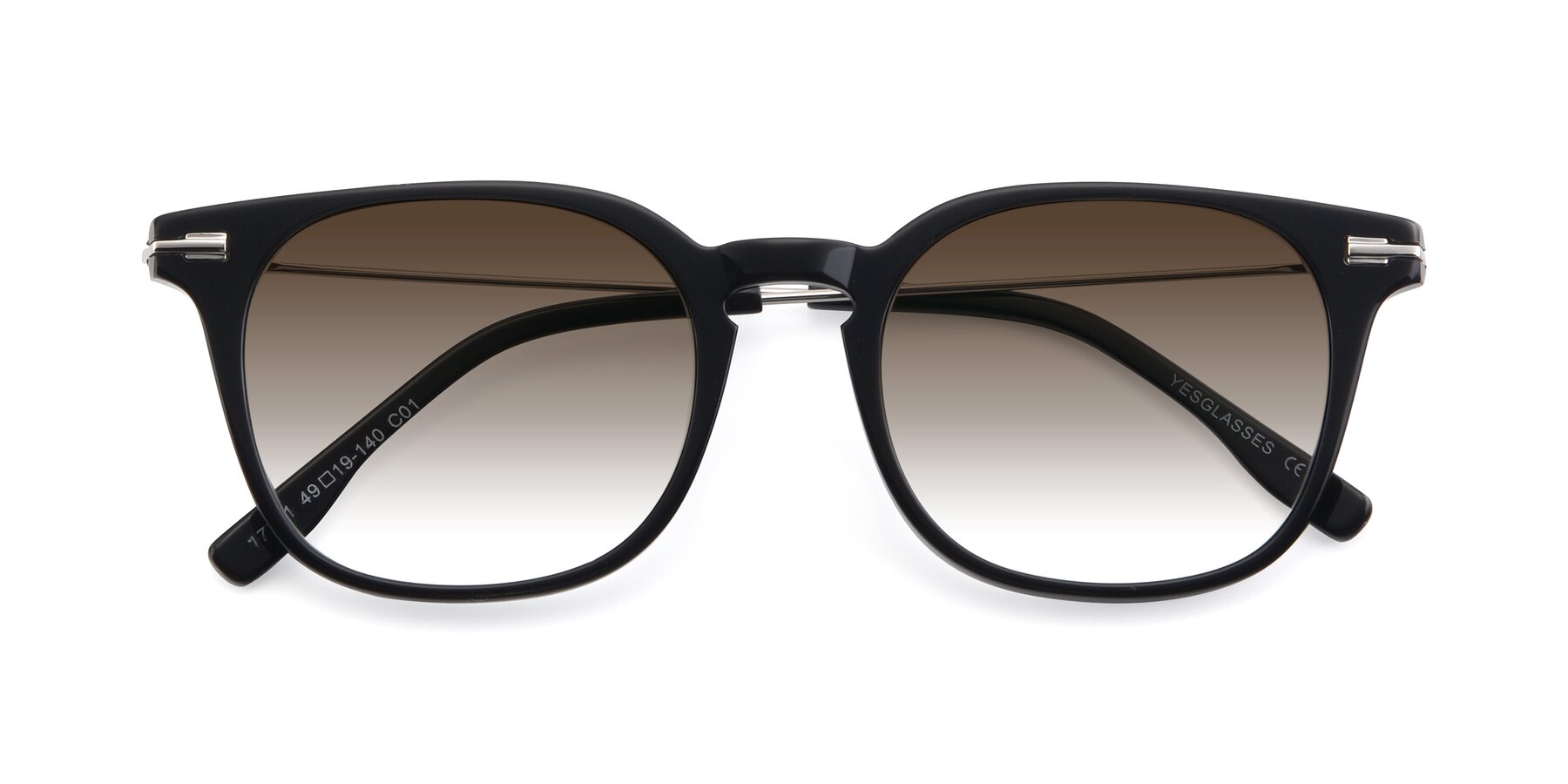 Folded Front of 17711 in Black with Brown Gradient Lenses