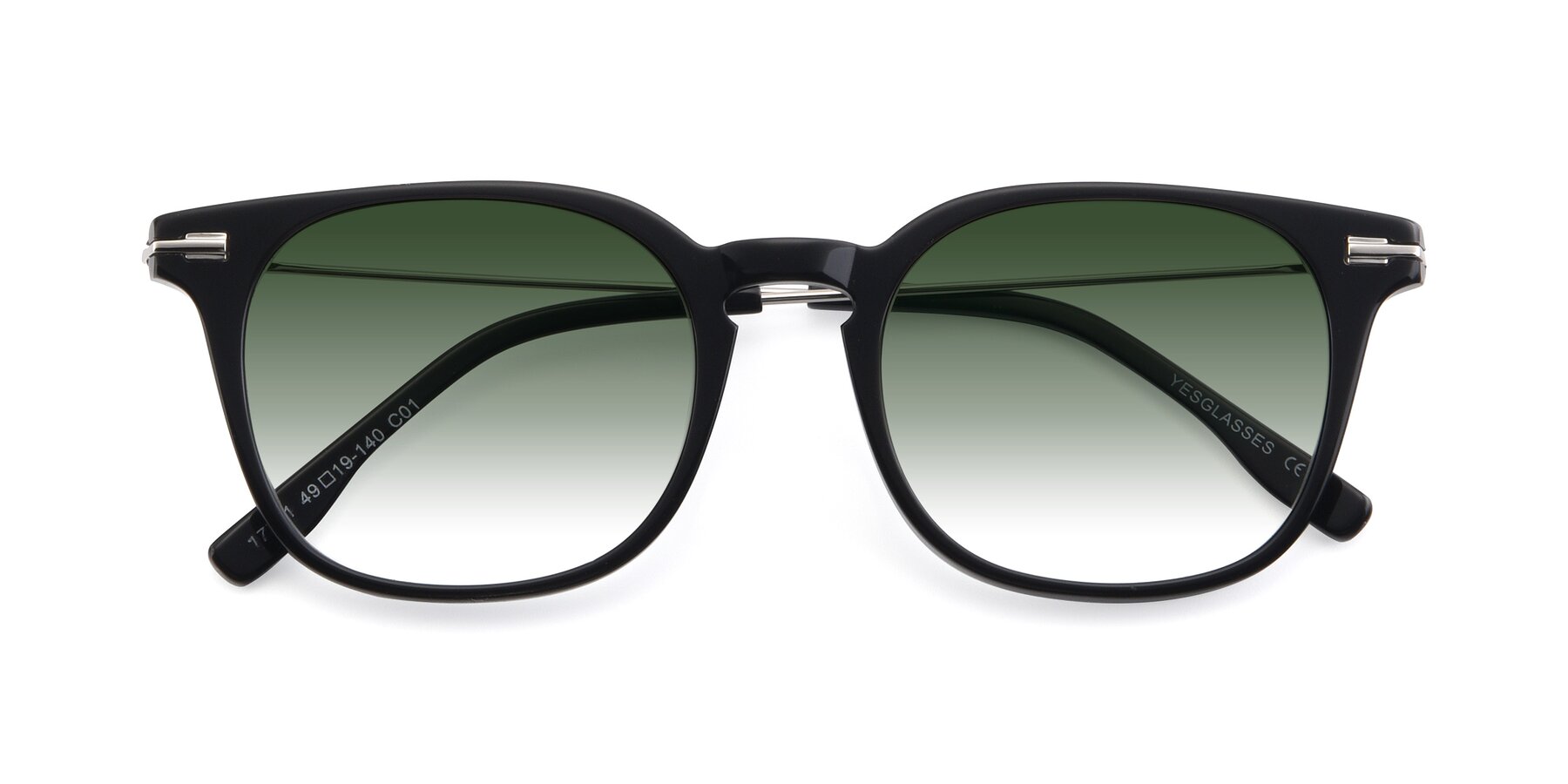 Folded Front of 17711 in Black with Green Gradient Lenses