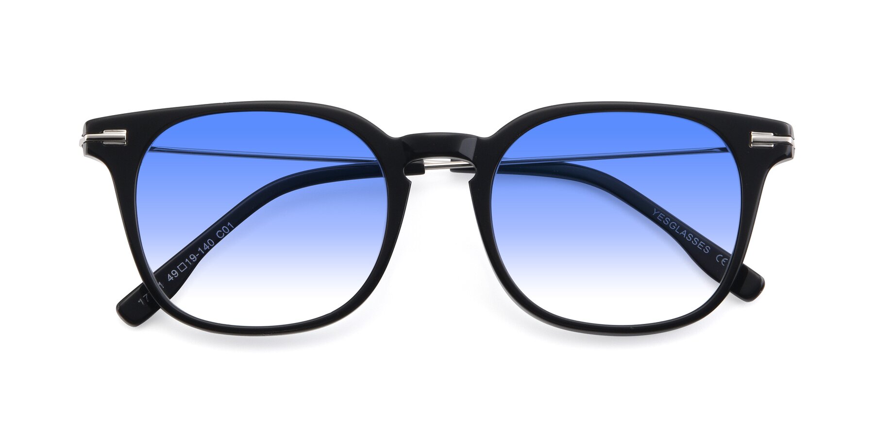 Folded Front of 17711 in Black with Blue Gradient Lenses