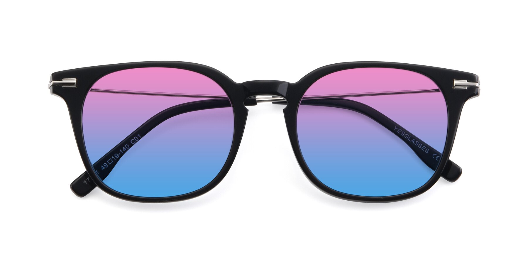 Folded Front of 17711 in Black with Pink / Blue Gradient Lenses