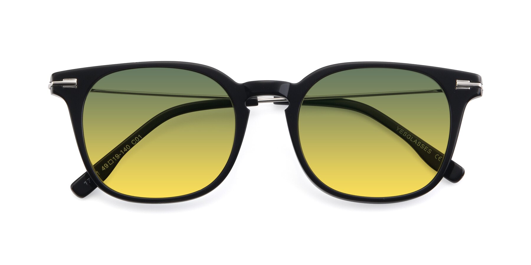 Folded Front of 17711 in Black with Green / Yellow Gradient Lenses