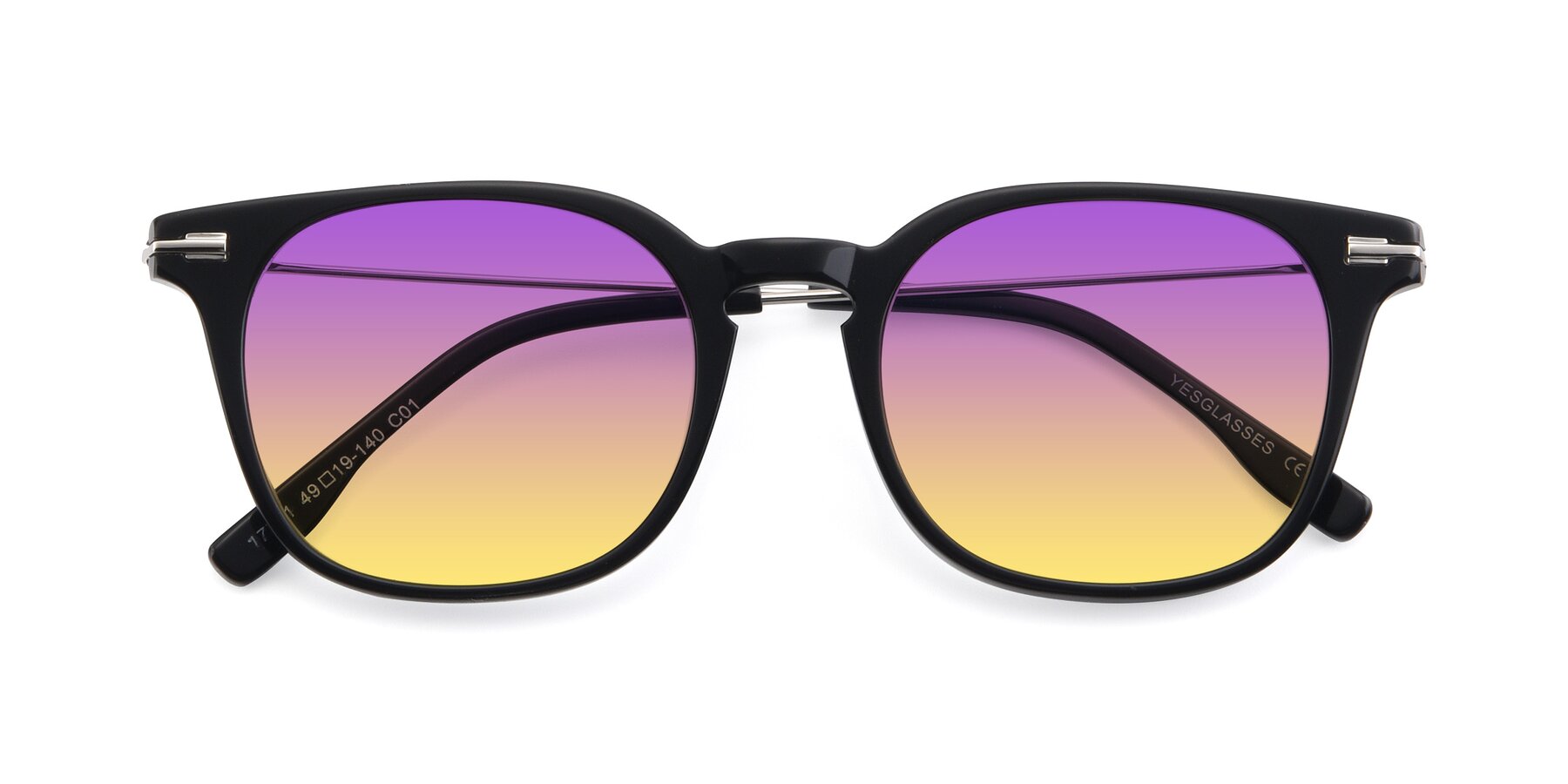 Folded Front of 17711 in Black with Purple / Yellow Gradient Lenses