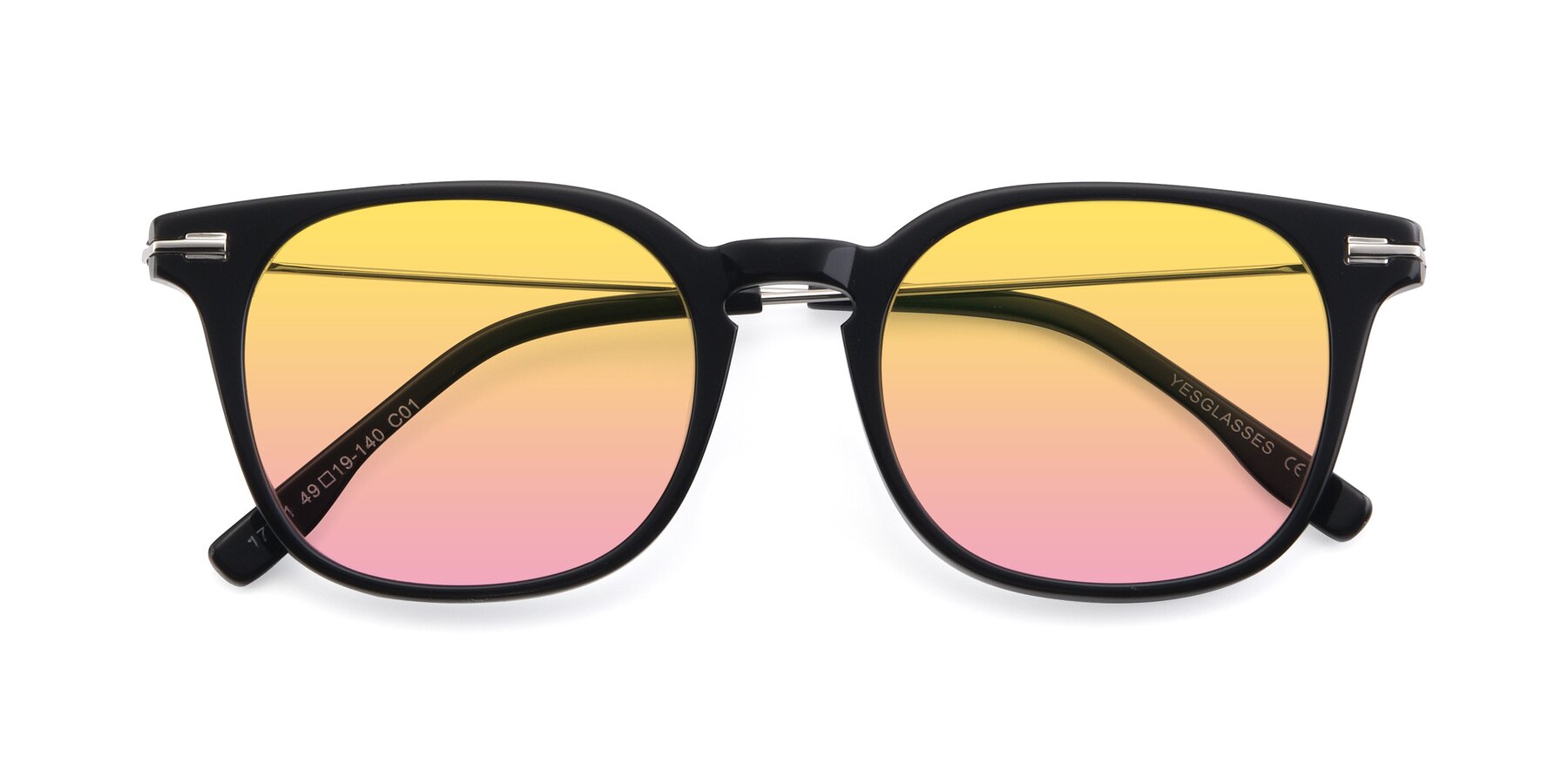 Folded Front of 17711 in Black with Yellow / Pink Gradient Lenses