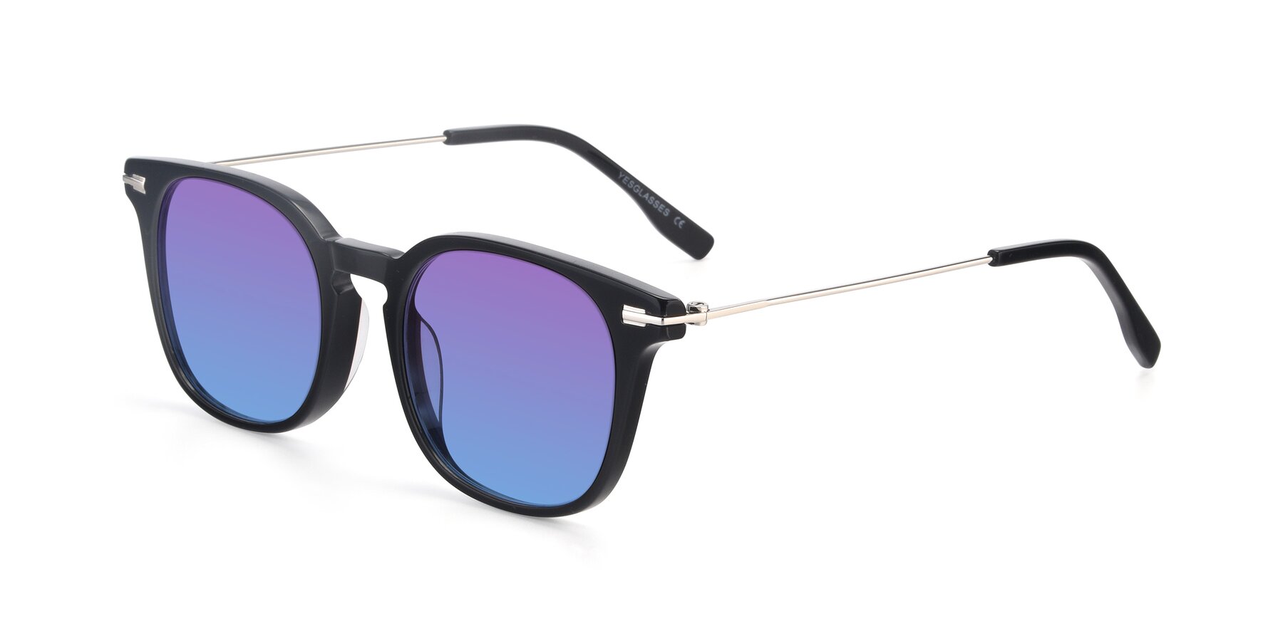 Angle of 17711 in Black with Purple / Blue Gradient Lenses