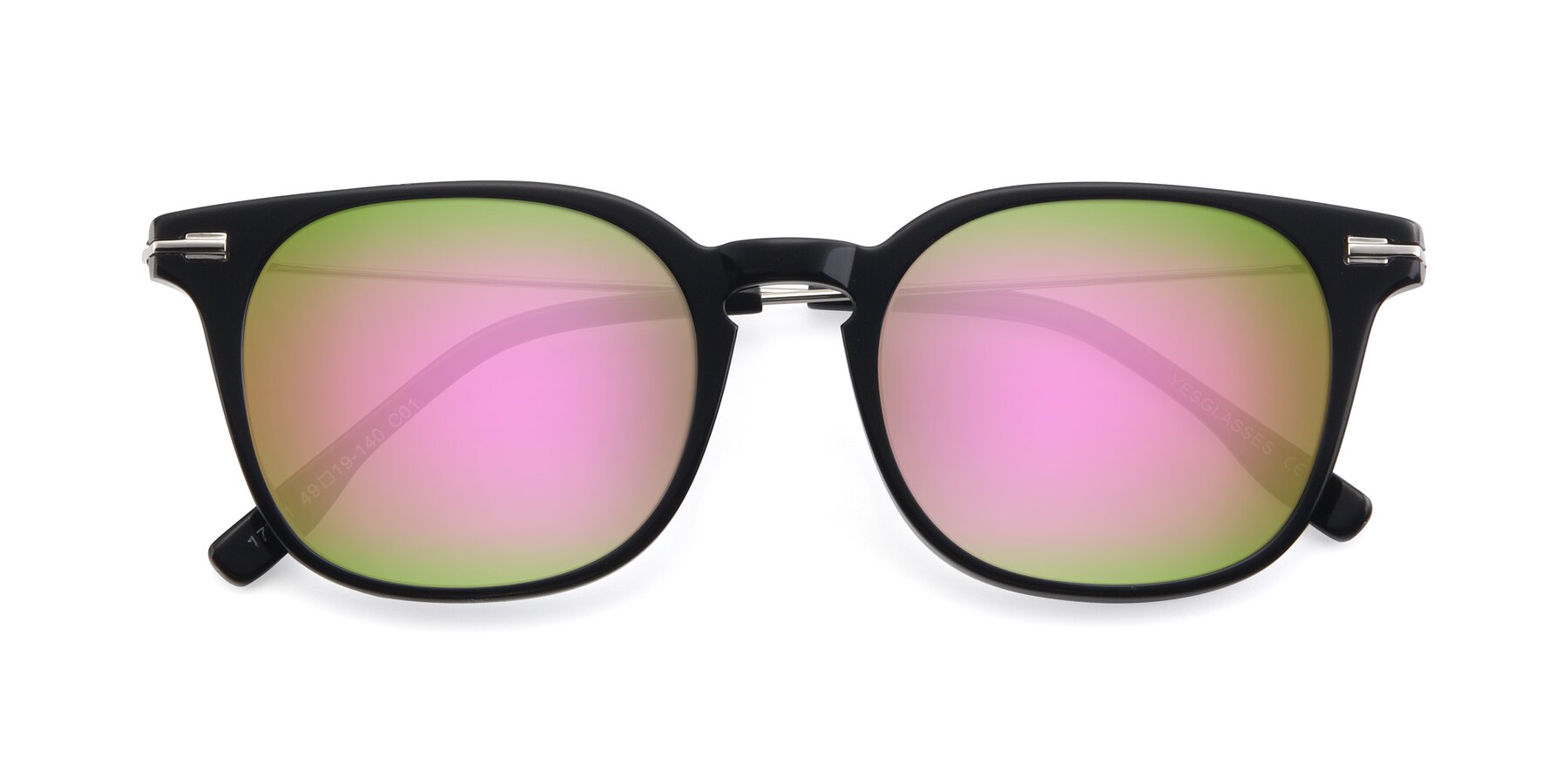 Folded Front of 17711 in Black with Pink Mirrored Lenses